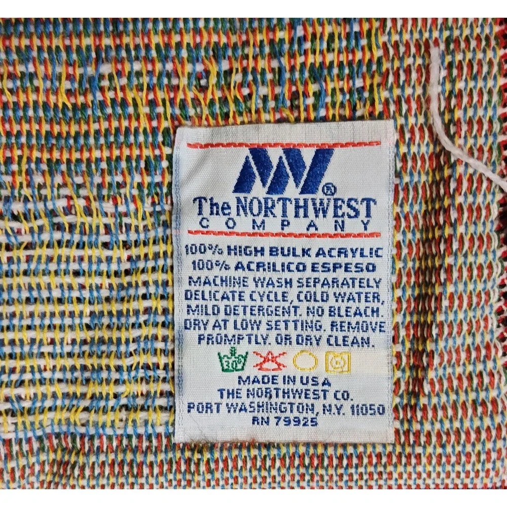 Vintage McDonalds Woven Tapestry Blanket Blue Red Vintage Retro Restaurant USA